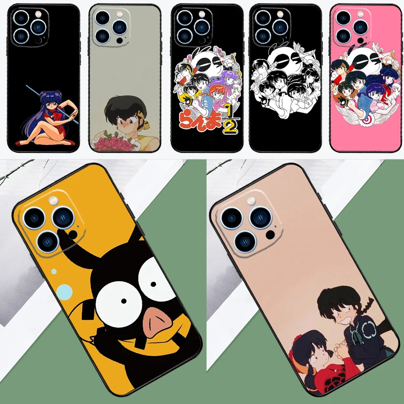 Dessin animé Ranma 1 2 coque de téléphone pour iPhone 15 14 Pro 11 12 13 Pro Max XS XR X 7 8 Plus 12 13 Mini couverture arrière