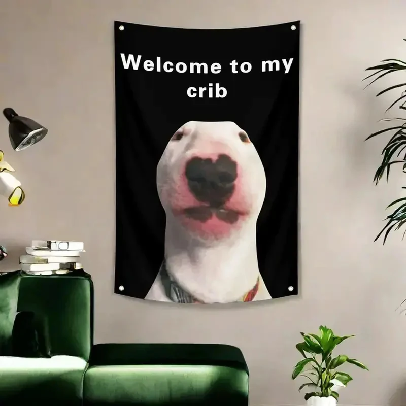 VIKAMA Funny Bull Terrier Meme Tapestry Polyester 