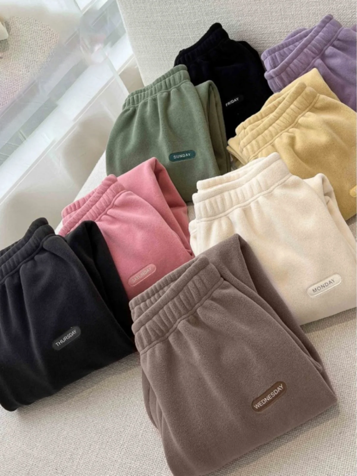 

Thiened Double-sided Fce Warm Pants Women's Casual Loose Trousers Home Wear Autumn Winter High Waist Long Pants