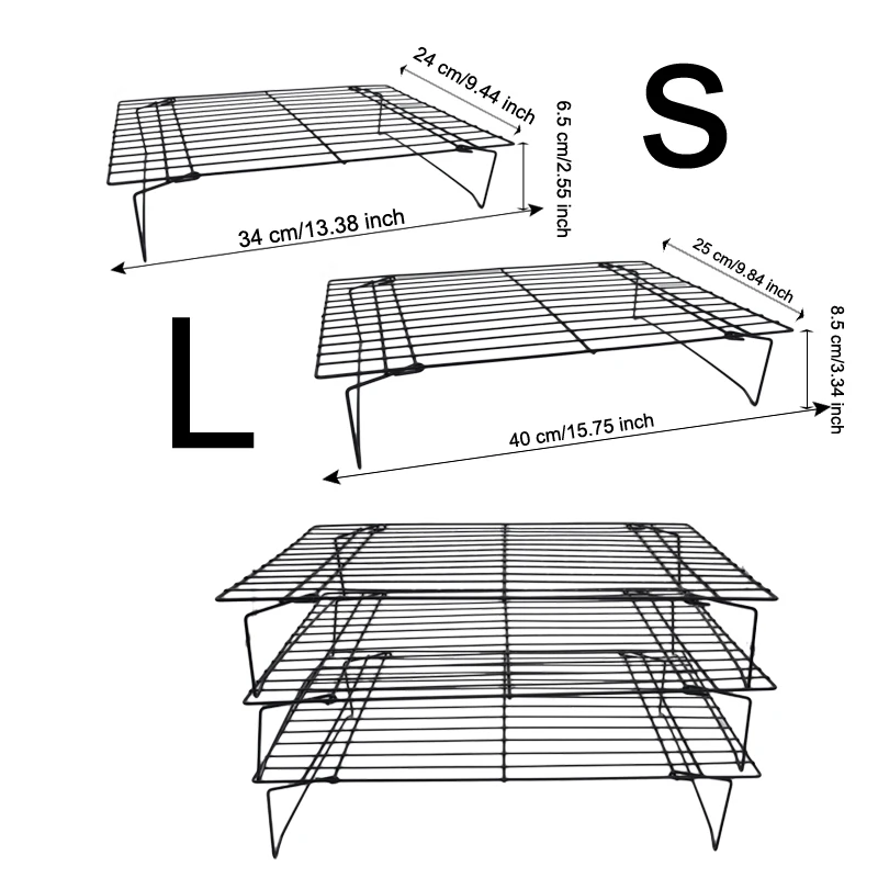 WALFOS Stainless Steel Nonstick Wire Grid Baking Tray Cake Cooling Rack Oven Kitchen Pizza Bread Barbecue Cookie Biscuit Holder