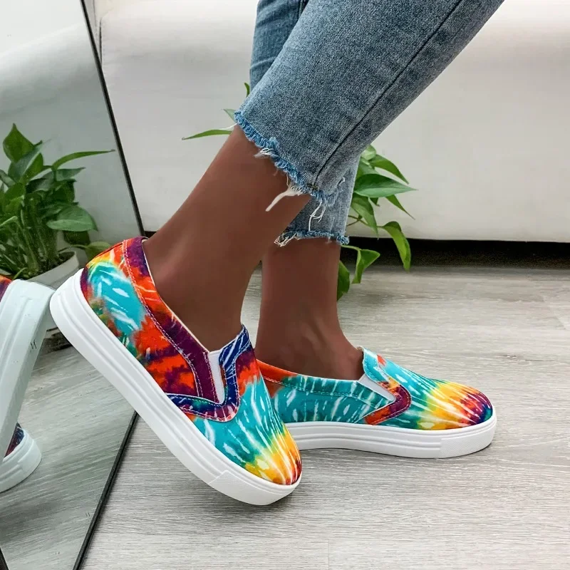 Shoes Female 2024 Slip on Women's Vulcanize Shoes Outdoor Women Sneakers Mixed Color Round Toe Low Flat with Ladies Casual Shoes