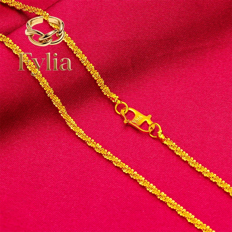 Fylia Jewelry   Women's 24K Gold AU999 Pure Gold Caterpillar Cauliflower Necklace S-Clasp - Solid gold, 3D design, practical&bea