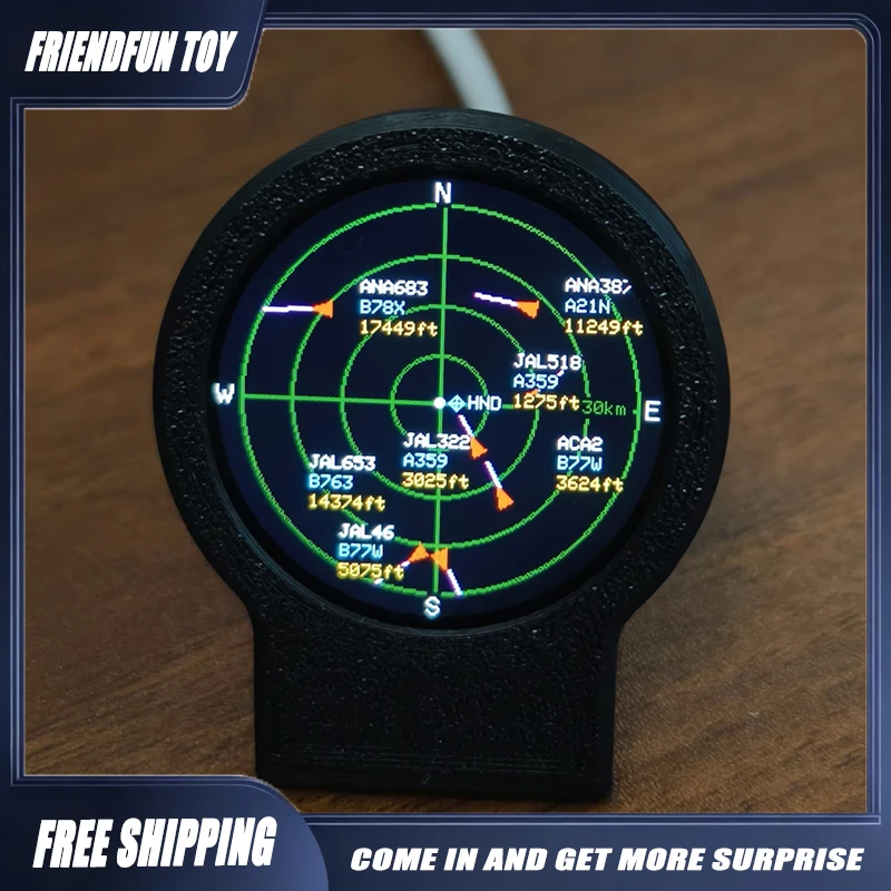 USB-C Deskradar Live ADS-B Flight Tracker Gadget with Sonar Grid Screen With 3D Printed Case Aviation Desk Decor Ornament Gift