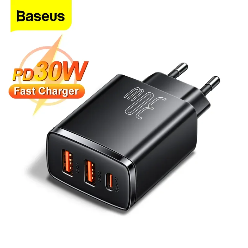 Baseus 30W USB tipo C cargador de carga rápida para iPhone 16 15 14 Pro Max Samsung Xiaomi QC 3,0 PD 20W cargador de teléfono de carga rápida