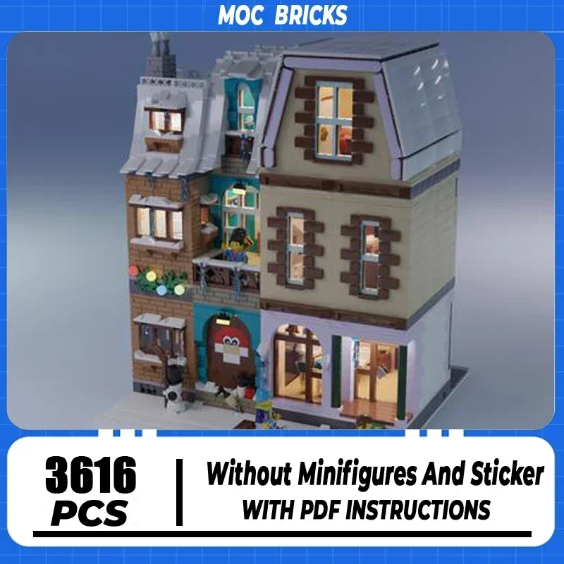 

Moc Building Block 24 Advent Street Modular Model Technology Brick DIY Assembly City Street View Toy Holiday Gift