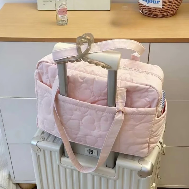 

Casual Underarm Bag Travel Luggage Bag Korean Style Solid Color Mommy Bag Tote Bags Heart Travel Storage Bags Women bolsas