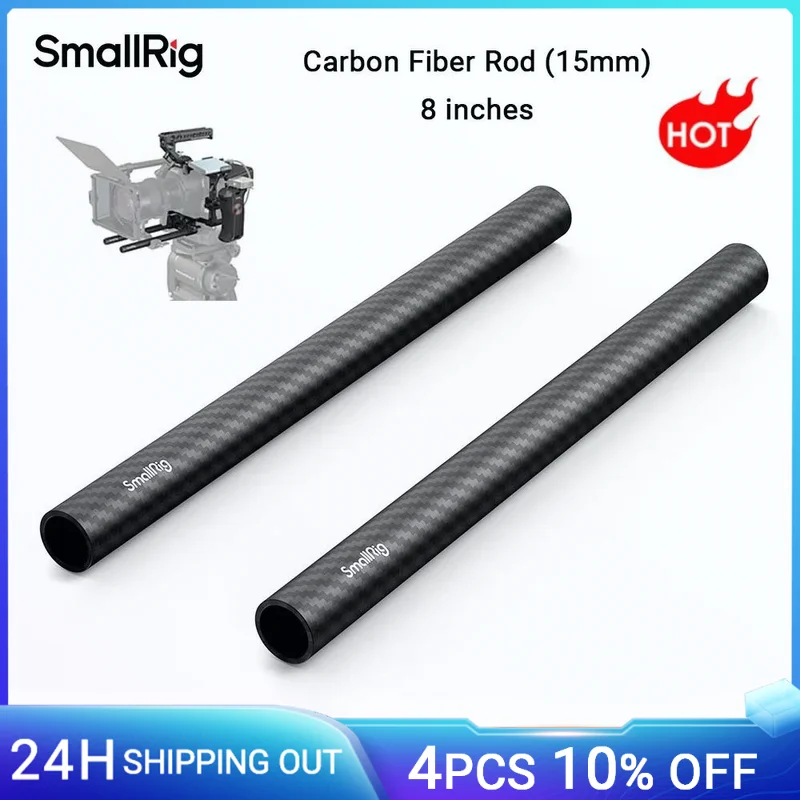 SmallRig 15mm pręt z włókna węglowego-20cm 8 cal (2 sztuk) 15mm pręt do lustrzanka cyfrowa nagrywanie wideo zestaw akcesoriów-870
