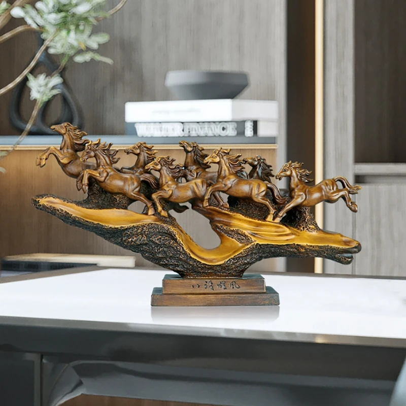 Eight Horses Sculpture,Luxury Artworks,Horse Shaped Statues,Modern Living Room Decoration,Creative Crafts Ornament,Art Gifts