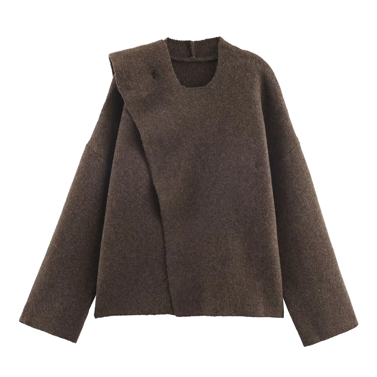 

2025 Winter New Women's Casual Fashion Simple Round Neck Long Sleeve Elegant Versatile Scarf Knitwear