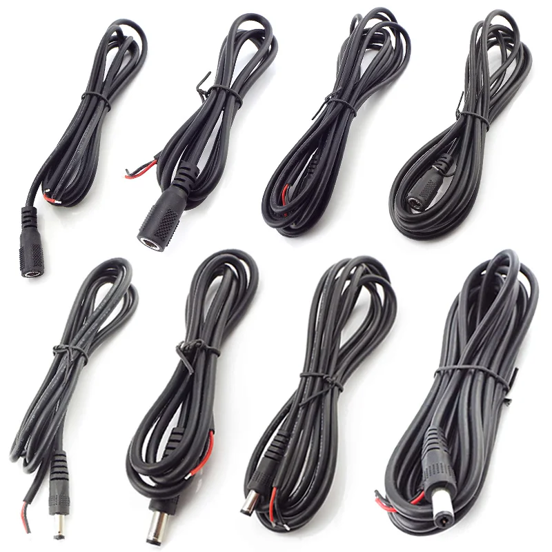 2.1x5.5mm Plug Jack Power Adapter DC Connector Male Female Cable Wire For DIY LED Strip Lights Electrical Socket 20AWG