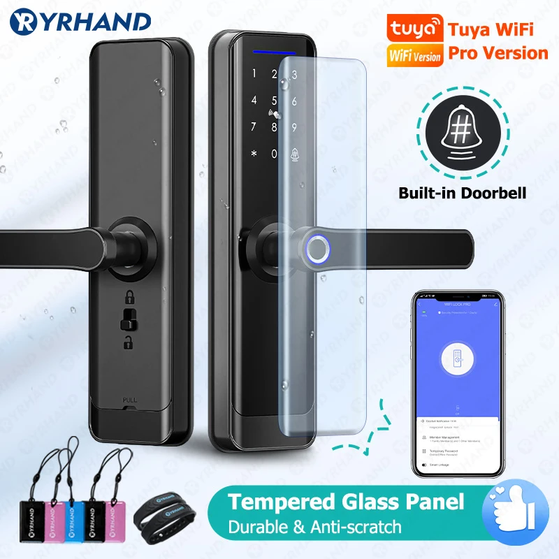 

Tuya Wifi Electronic Lock With APP Remotely Biometric Fingerprint locks Smart Card Password Key UnlockCode lock