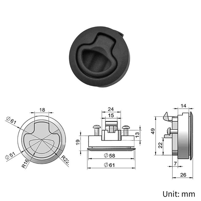 Barca Flush Pull Slam Locking Locker Universale Yacht Marine Door Pull Cabinet Hardware