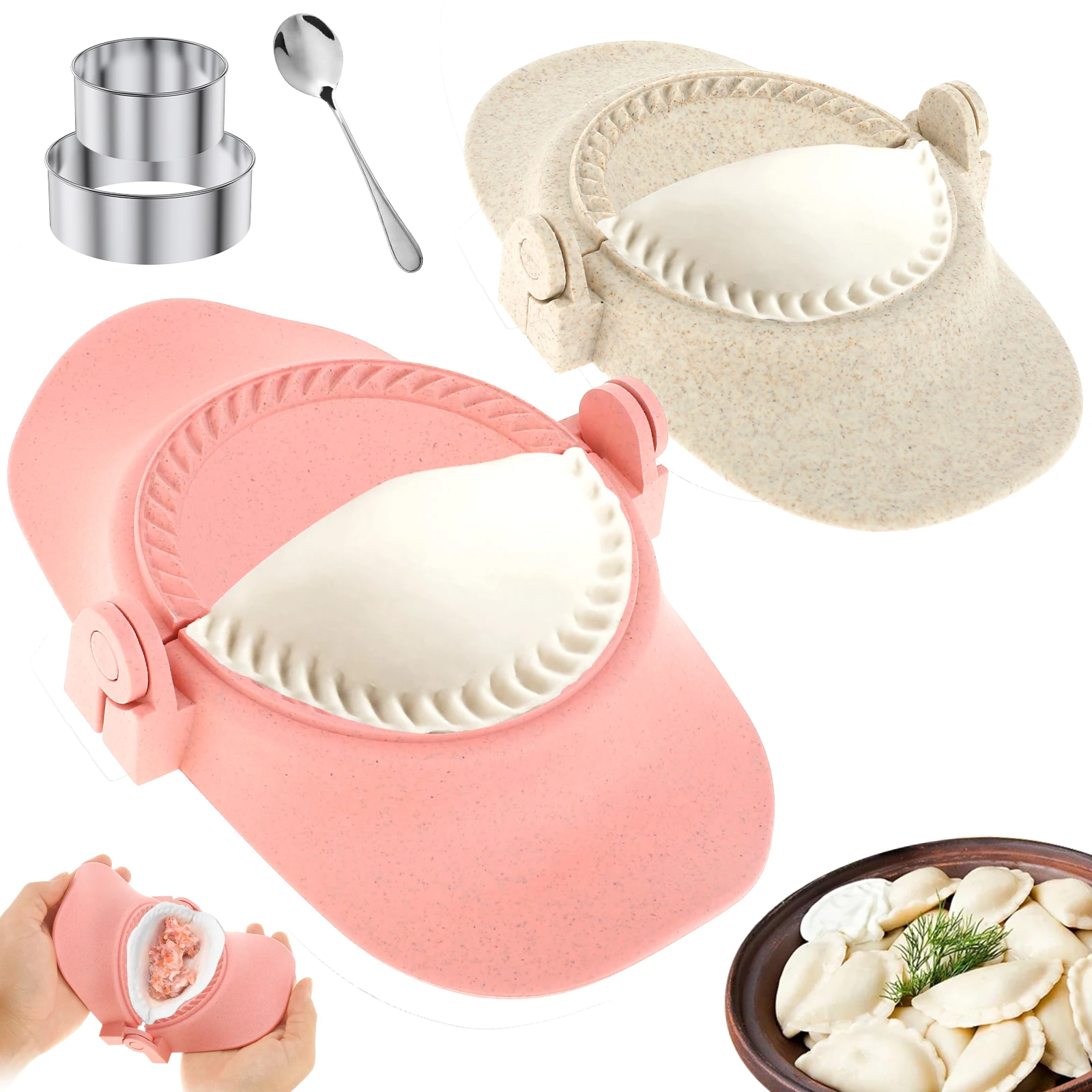 3Sets Dumpling Maker Set Reusable Dumpling Press Mold with Dough Cutter and Spoon Multipurpose Empanada Press Mold Set