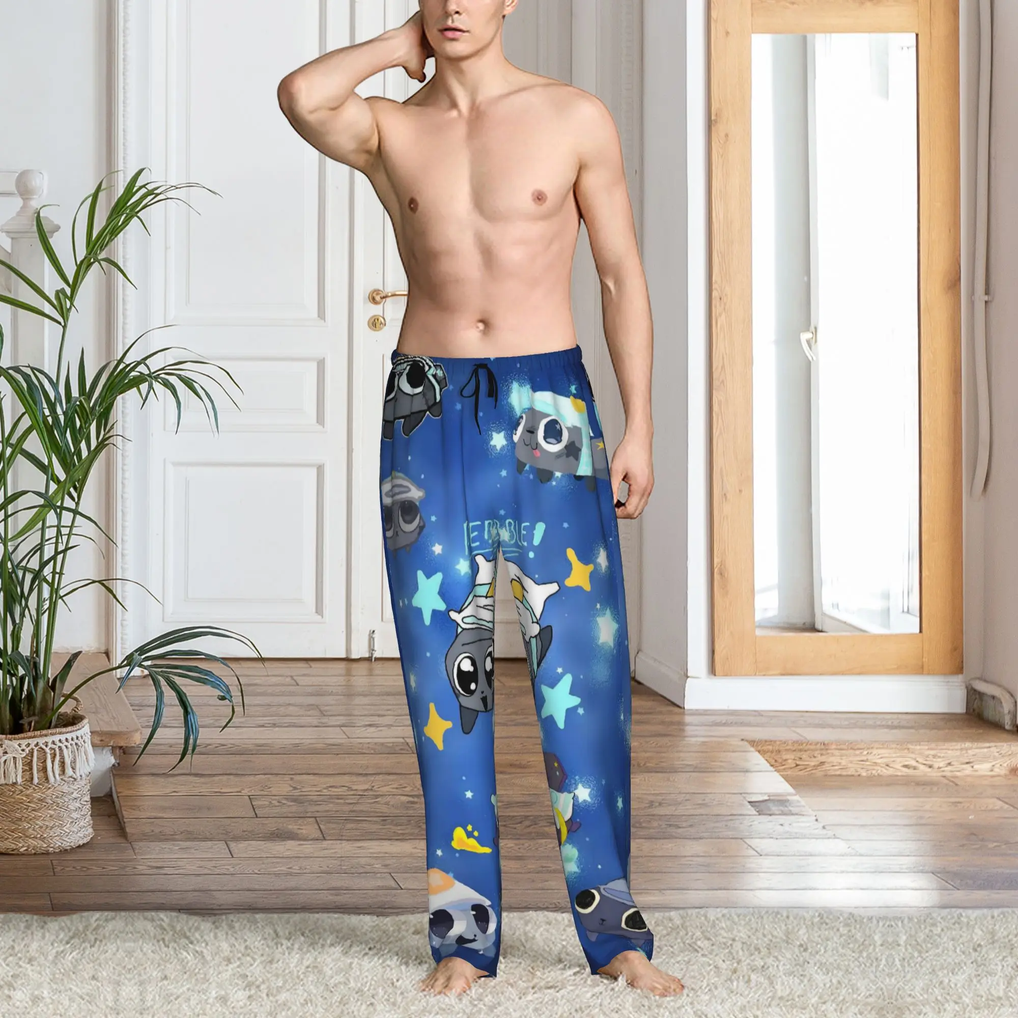 Custom Print Dandys World Pebble Pajama Pants for Men Game Anime Sleep Sleepwear Bottoms with Pockets view 6