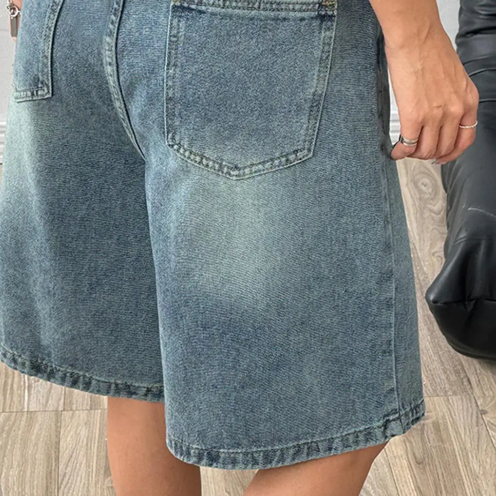 Women's Jean Shorts High Waisted Knee Length Baggy Jorts Wide Leg Loose Denim Shorts with Pockets