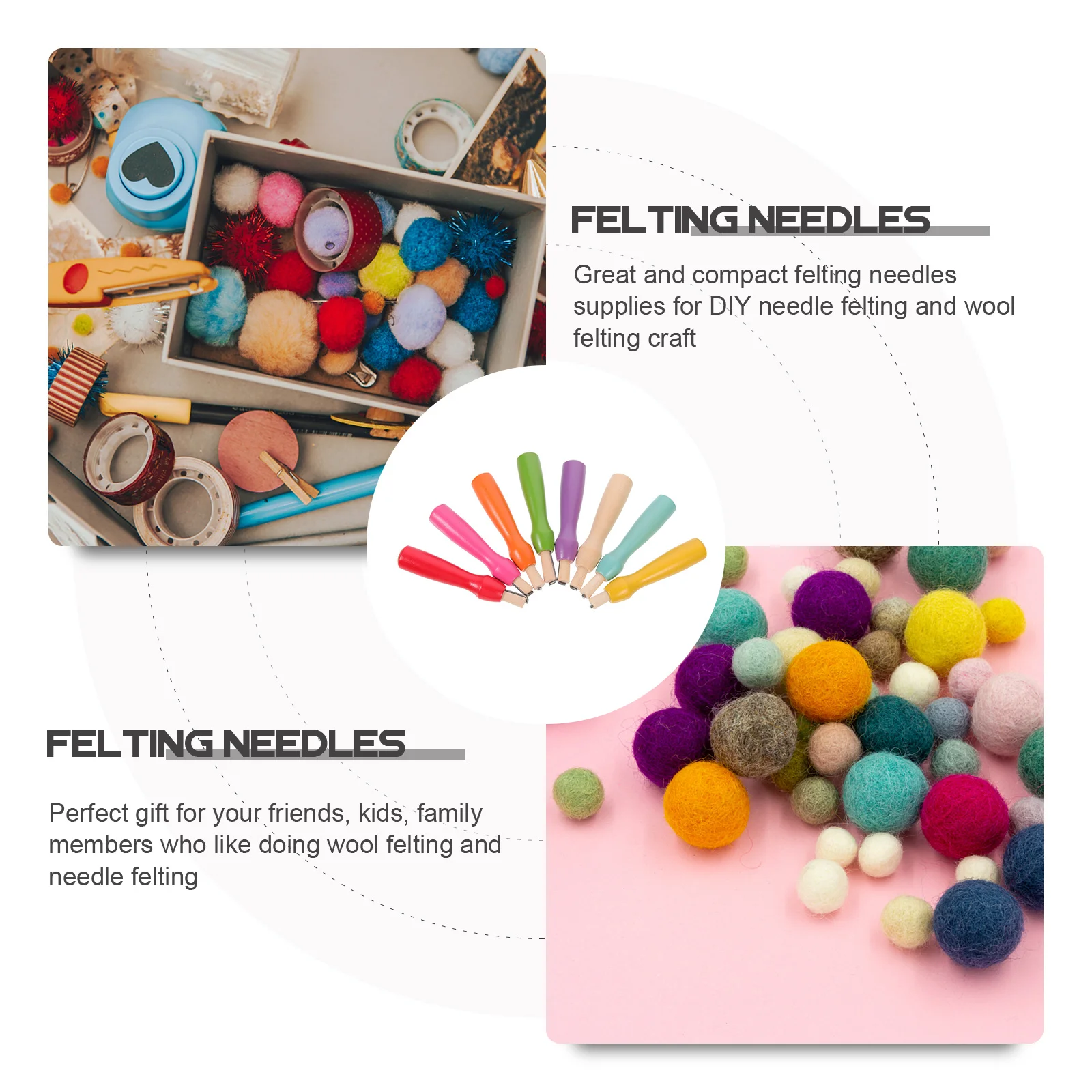 

8Pcs Ergonomic Handle Felting Needles Set Wool Felt Tool DIY Embroidery Gift Felting Needles Craft Wool Felt Needle