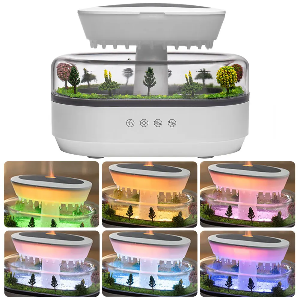 Humidificador de niebla fría, difusor de Aroma de micropaisaje por goteo de agua con 7 luces nocturnas, difusor de aromaterapia para dormitorio