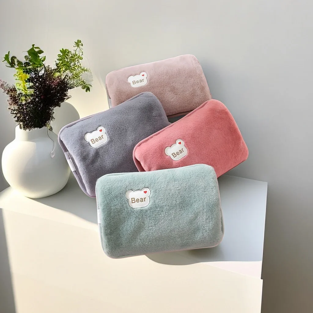 European standard plug winter warm handbag hot water bag, reusable plush electric water bag, charging heating water bag