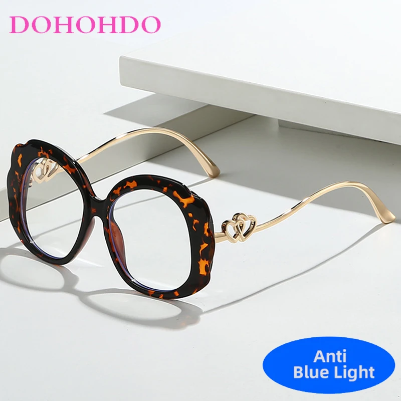 

Popular Oversized Metal Oval Love Decorate Women Glasses New Brand Designer Anti-Blue Light Reading Optical Men Eyewear Lentes