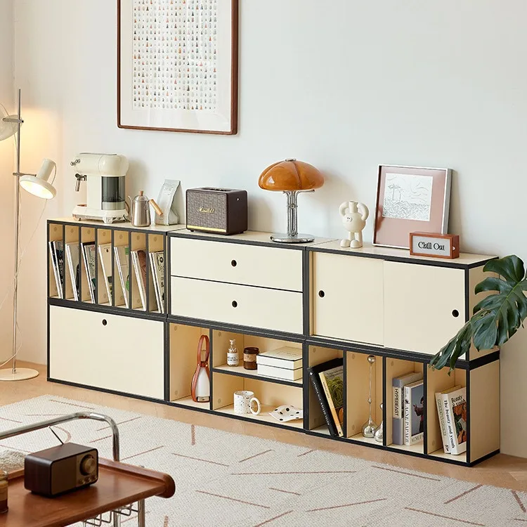 

Combination Cream Wind Module Storage Cabinet French TV Cabinet Simple Bookcase Edge Cabinet Storage