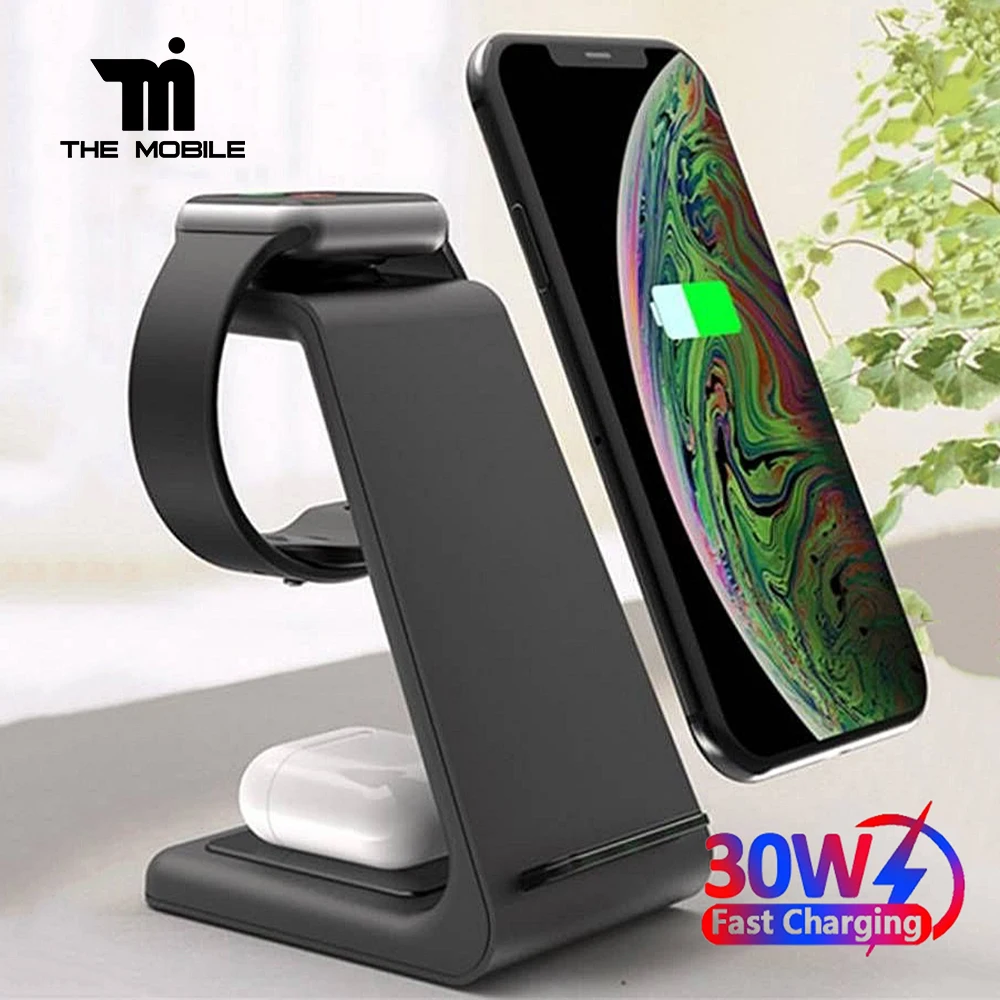 30W 3 in 1 Wireless Charger For iPhone 15 14 13 12 Apple Watch Samsung Galaxy S24 23 Ultra Xiaomi redmi Fast Charging Stand Dock