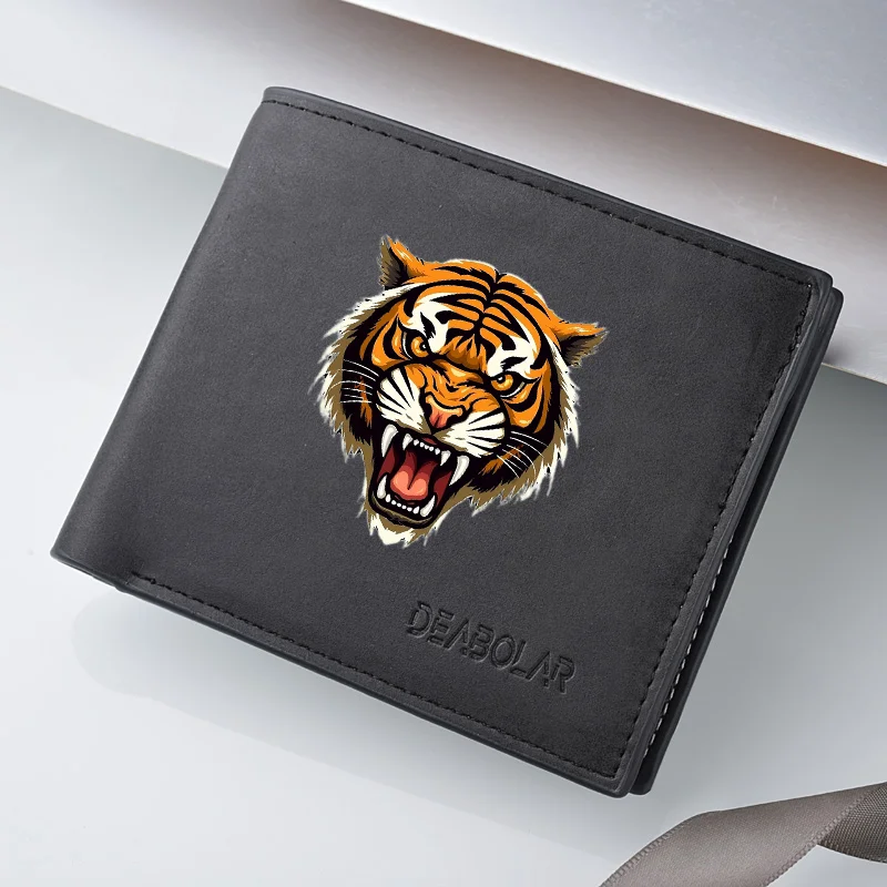 Cartera corta para hombre de piel sintética con múltiples ranuras para tarjetas para tarjetas de crédito y identificación, cartera informal de negocios Retro con doble pliegue