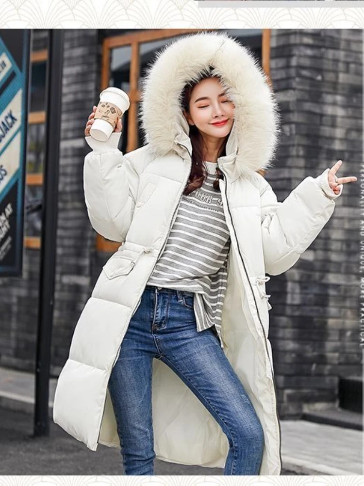 

2025 Winter Women Parka Jacket Warm Thick Long Down Cotton Coat Female Loose Oversize Hooded Glossy Pocket Overcoat