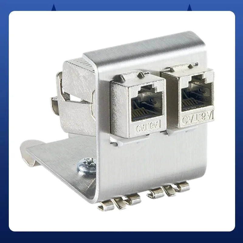 1-port 2-ports RJ45 DIN Rail Keystone Adapter For 35mm DIN-Rail Electrical Distribution Box Metal Mounting Keystone Jack Holder