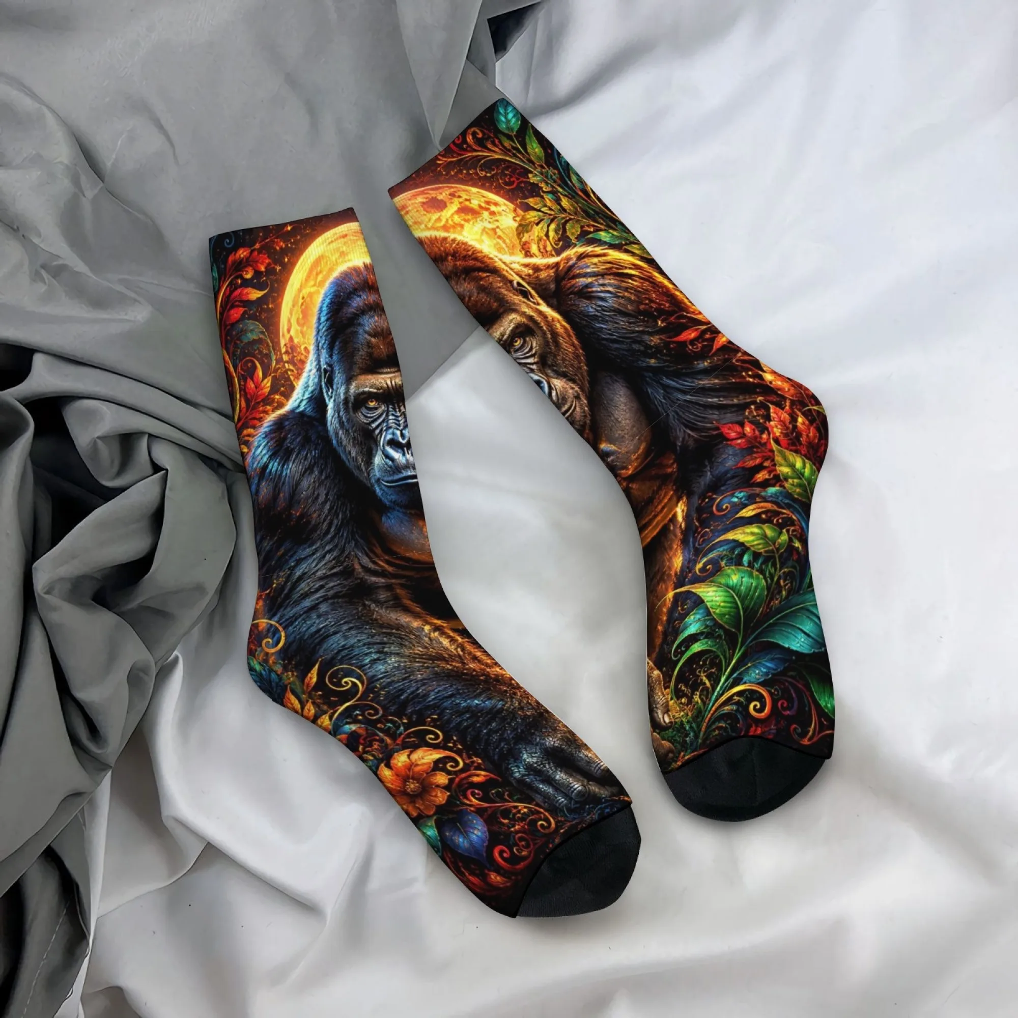 Wild and Strong Gorilla Print Men's Socks Skin-friendly Comfortable Breathable Quirky Hip-hop Socks Fun and Cheerful Gifts