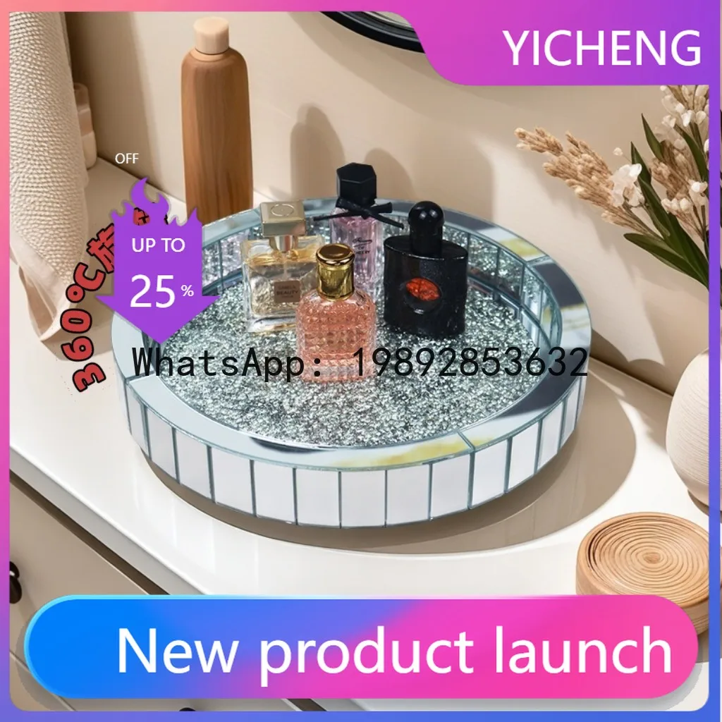 LYY Rotating cosmetic organizer desktop skincare storage rack vanity perfume tray crystal box storage