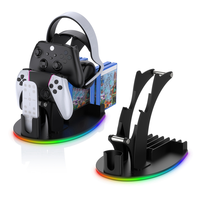 Reliable-For PS5 Desktop Storage Stand Controller Stand With RGB Lights Headphone/Handle/Remote/Disc Desktop Storage Stand White