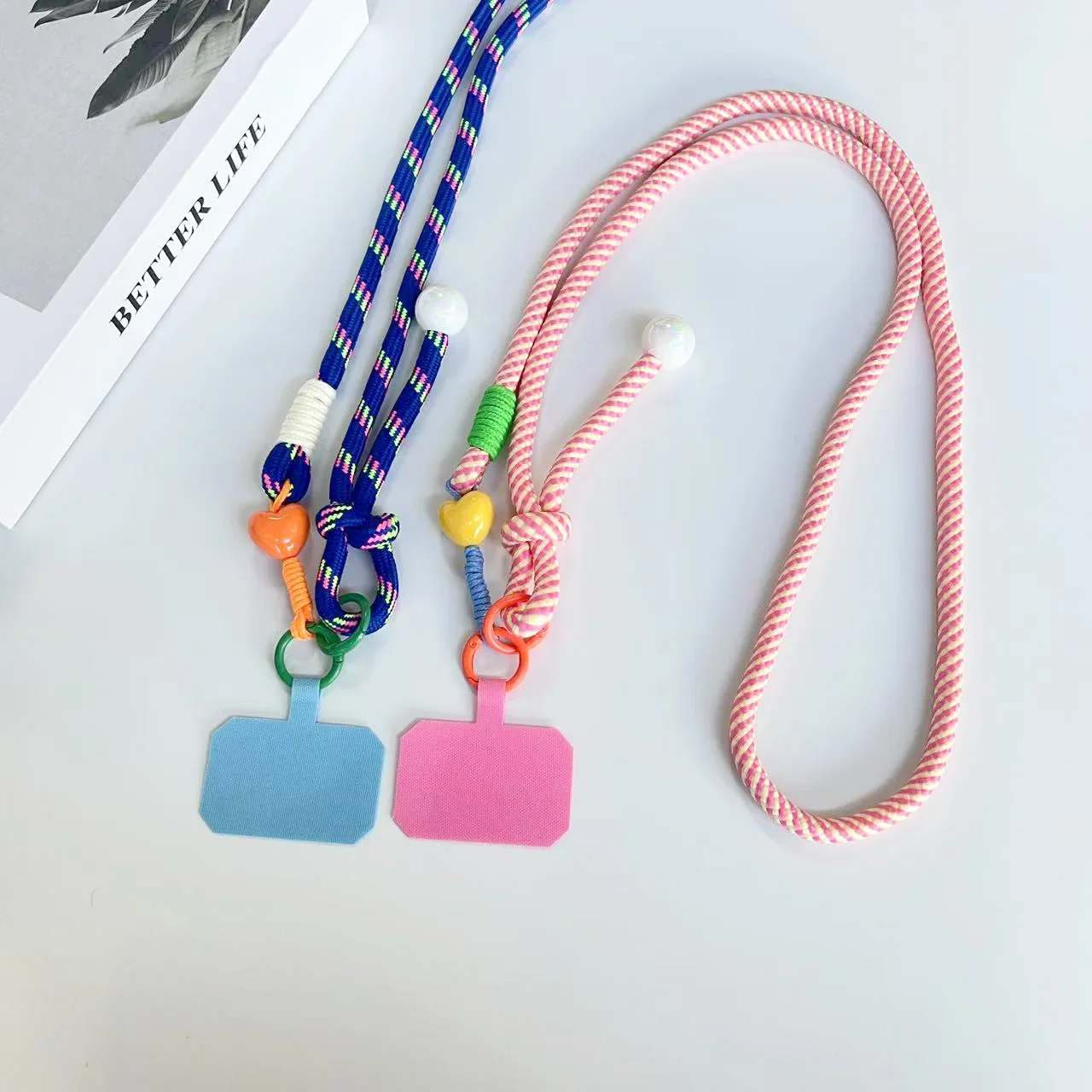 

Elegant Heart Phone Lanyard, DIY Hand-Woven Crossbody Rope with Pearl Pendant, Adjustable Fashion Gift for Her Keychain Strap