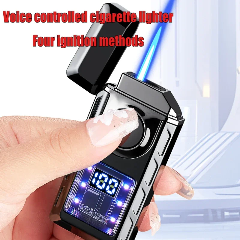 2025 Voice-activated Smart Ignition Lighter Dual Flame One-button Switching Charging and Inflatable Windproof Cigarette Lighters