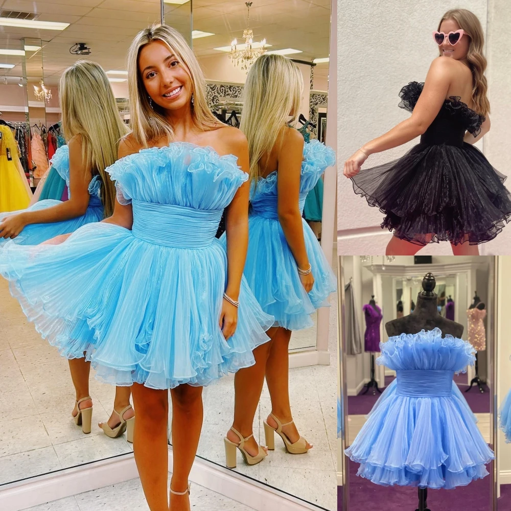 Pleated Organza Cocktail Dress 2k24 Ruffle Tiered Junior Senior Homecoming Prom Pageant Formal Party Runway Black-Tie Gala Gown