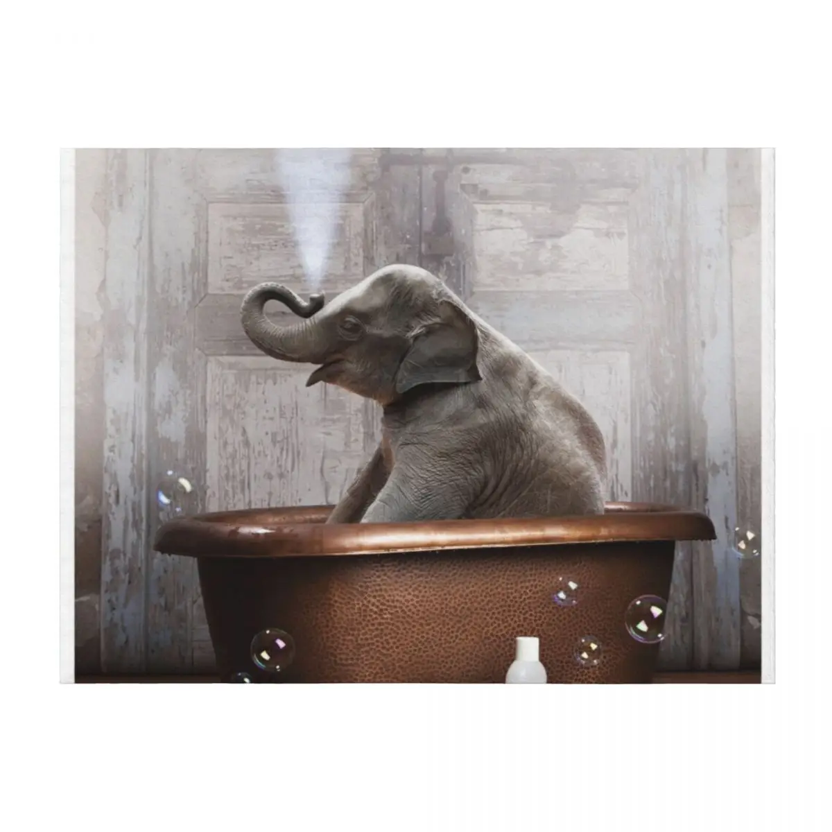 

Elephant in Bathtub Throw Blanket Polar Personalized Gift Giant Sofa Blankets