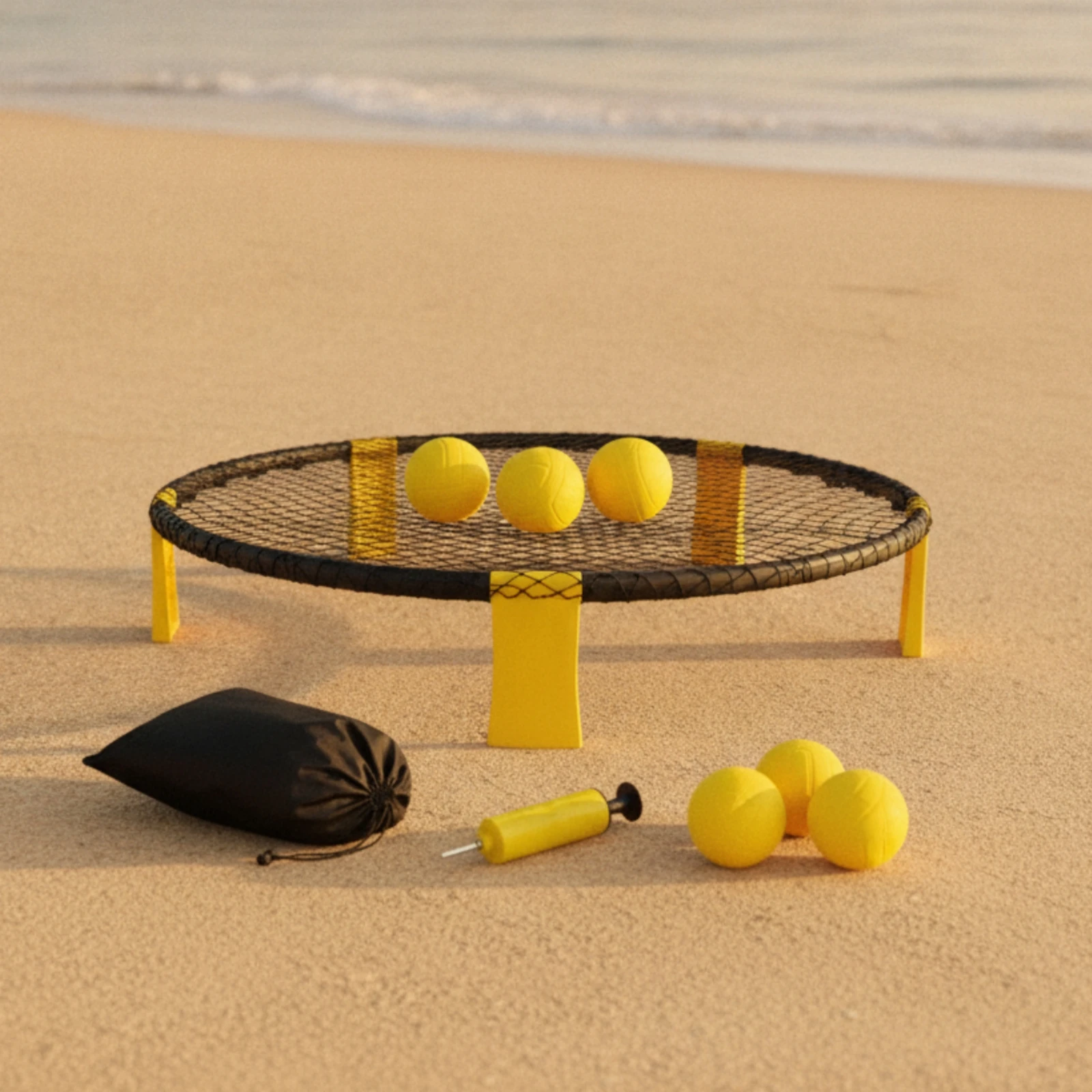 Outdoor Rebound Ball Game Set Portable Rebound Net Game with PVC Balls for Beach, Backyard