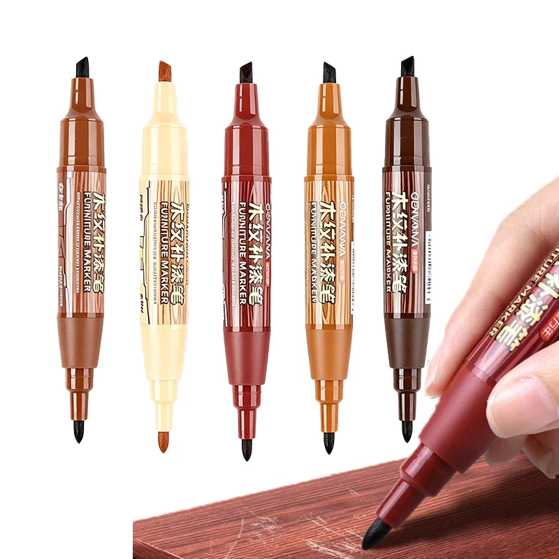 5Pcs Furniture Repair Markers – Wood Touch-Up Pens for Scratches, Stains on Wood Floors, Tables, Desks, Bedposts – Carpenter Res