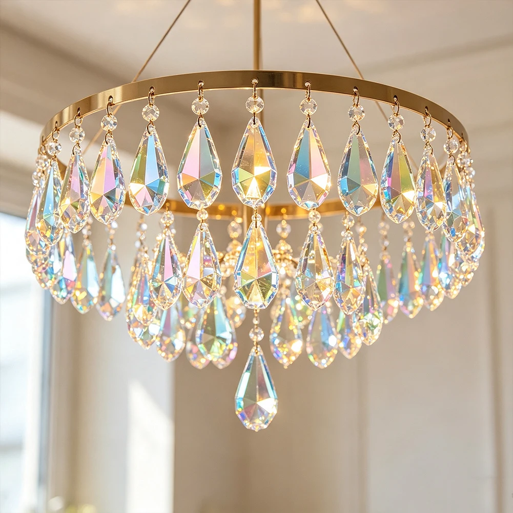 Sparkly Crystal Prism Suncatcher Hanging Chandelier Lamp Pendant Rainbow Shadow Display Window Garden DIY Decor Sun Lover Gifts