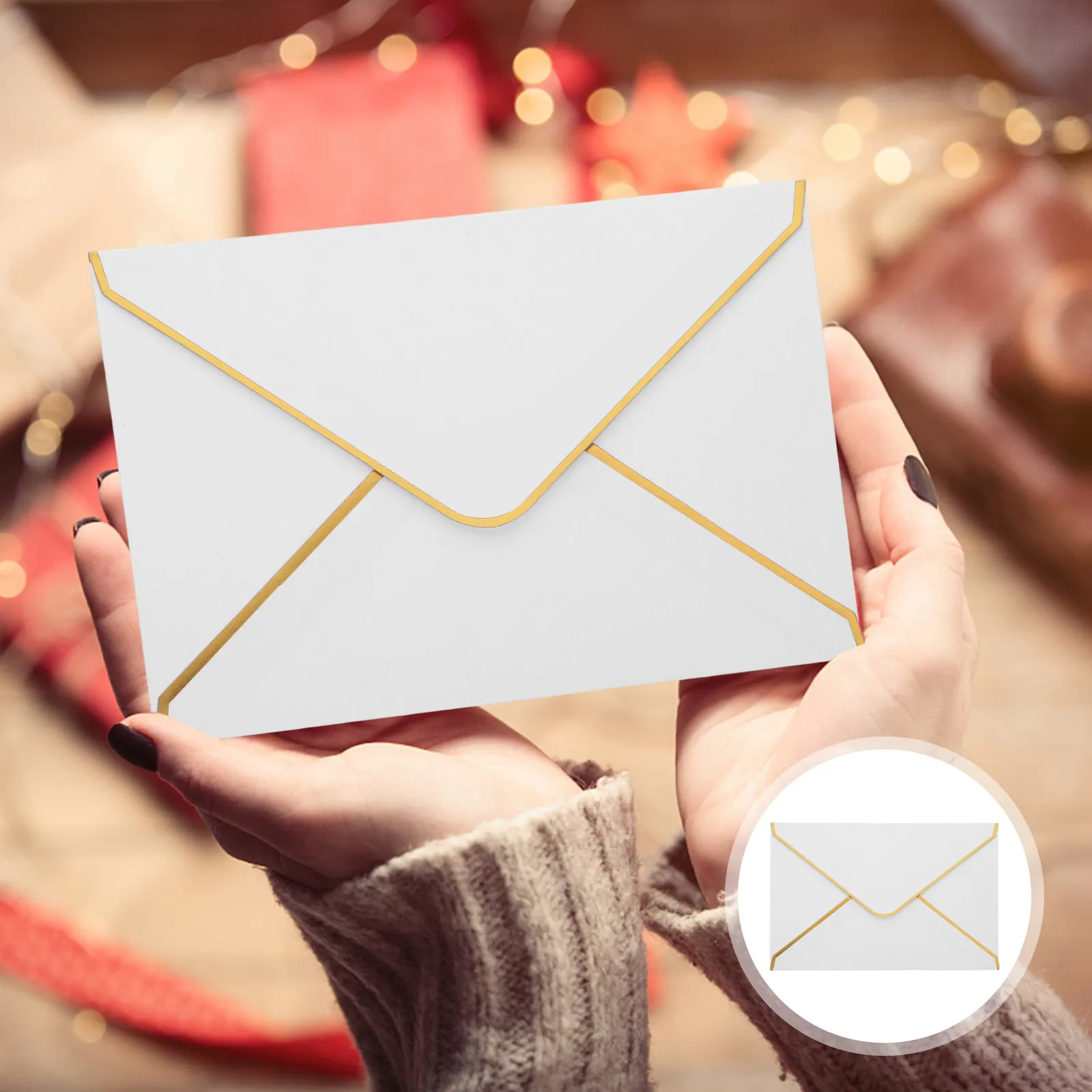 50Pcs Portable Gold Foil Decorated Envelopes High-Quality Paper Envelopes for Invitation Cards Thank You Notes Greeting Cards