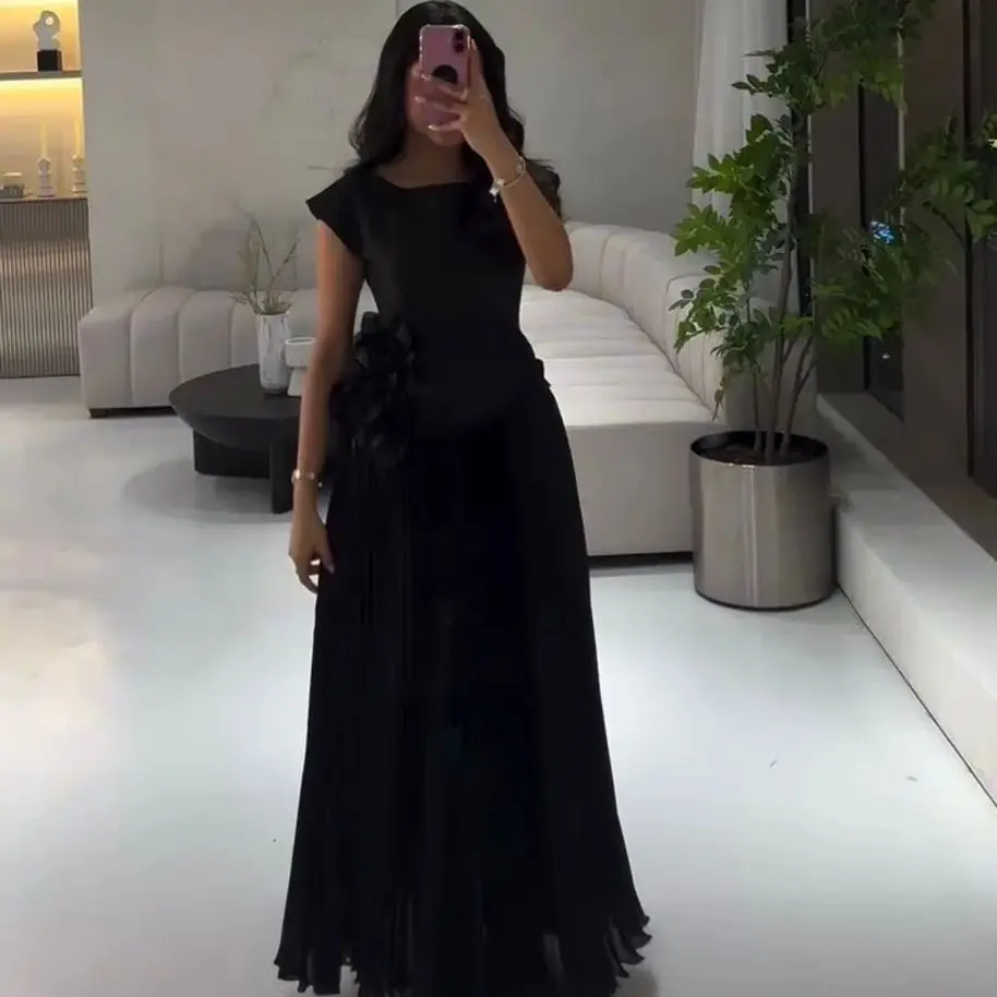 

Новые пастельные женские вечерние платья черного цвета с пятнами Vestidos de Noche с цветочной аппликацией Вечерние платья для выпускного вечера по индивидуальному заказу