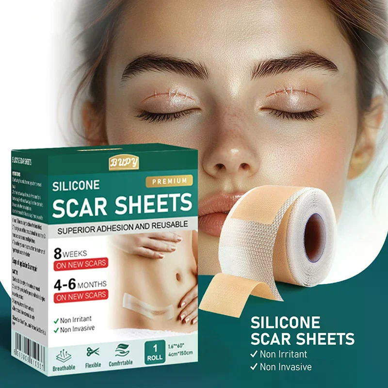 1 4cmx150cm Gel Reusable Roll Silicone Scar Sheets Patch Self-adhesive Cover Tape and Effective Skin Care Strips