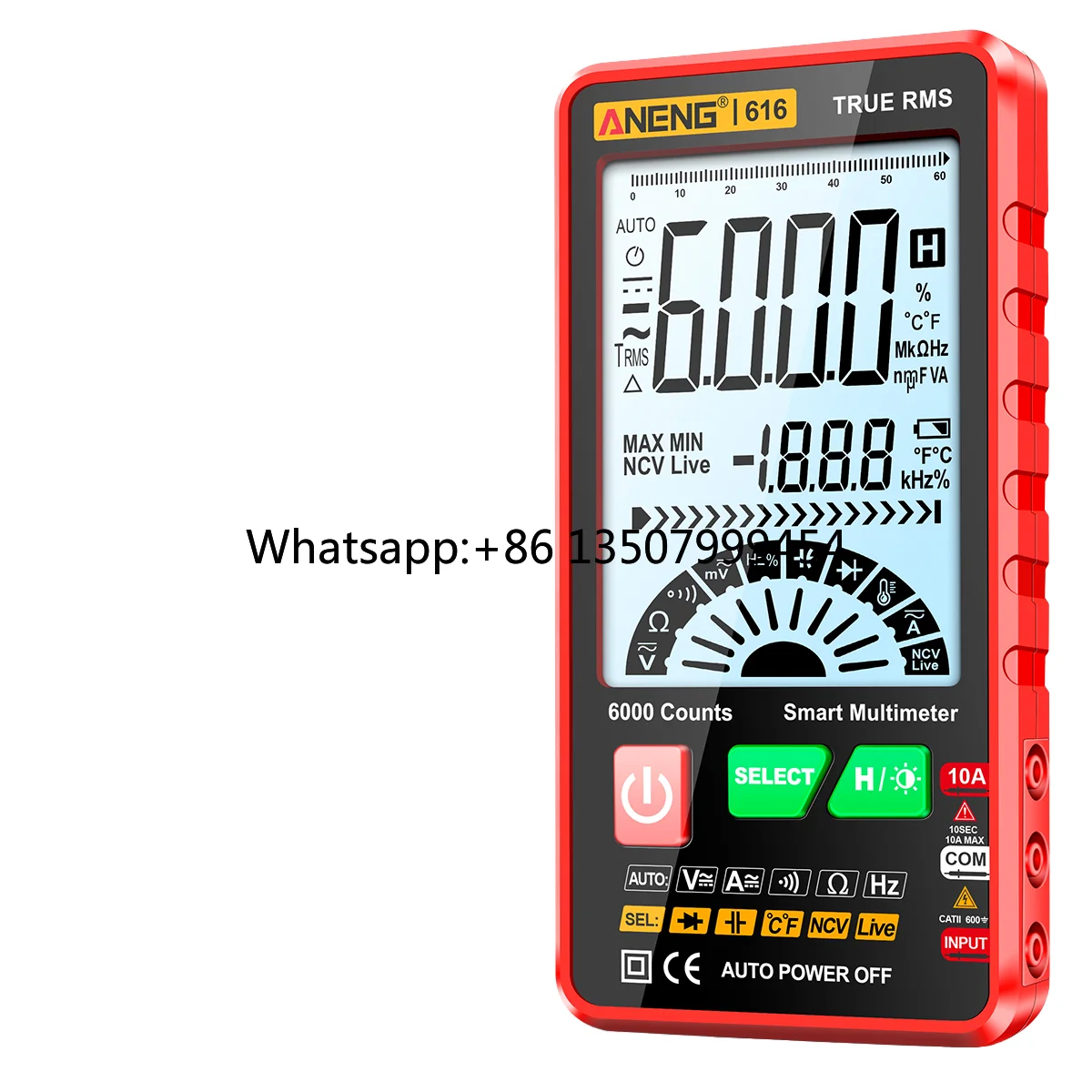 

ANENG 616 Mini Multimeter Large Screen Backlight Digital Intelligent 6000 Counts AC/DC Test Tool Portable Multimeter