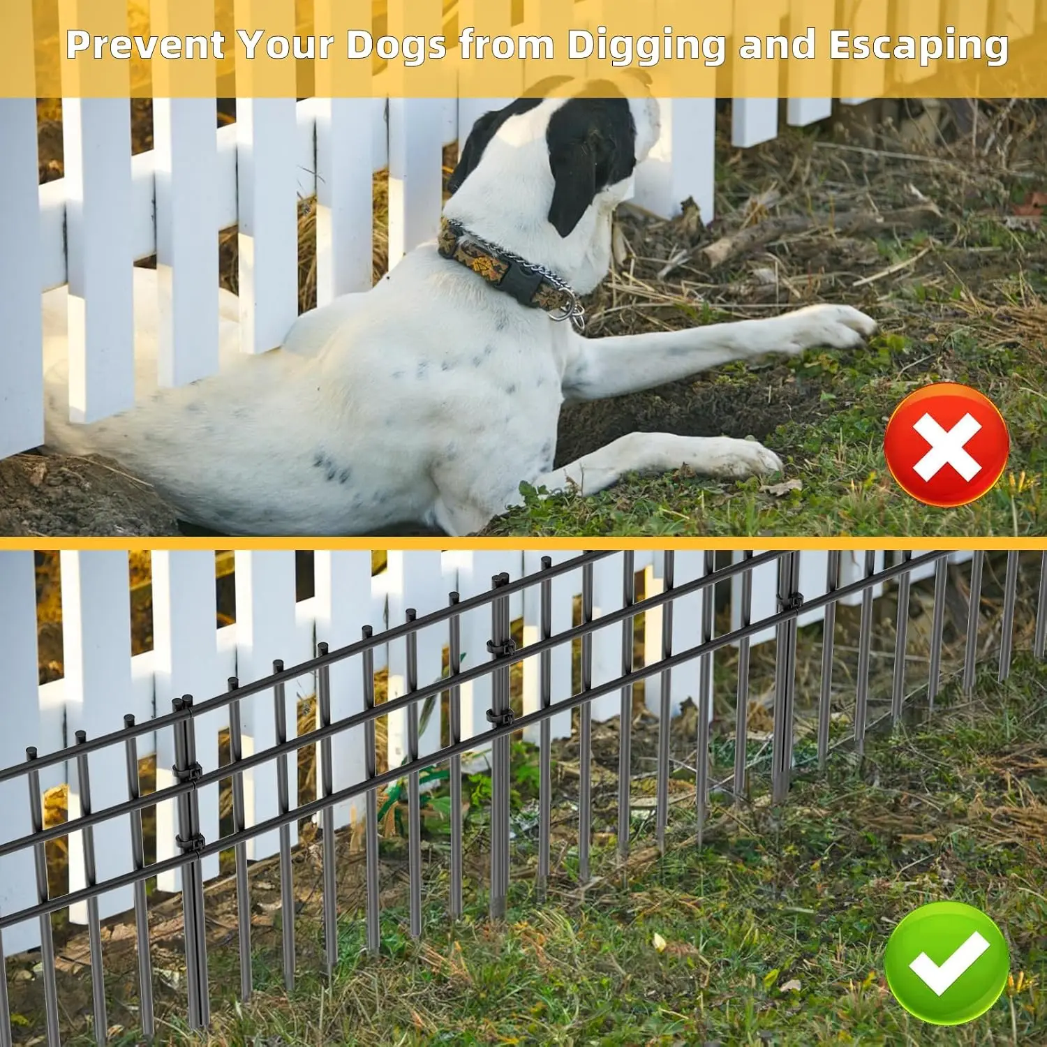 Recinzione da giardino in metallo antiruggine da 25, barriera senza inceppamento, alta 17 pollici x 27 piedi di lunghezza per cani e conigli