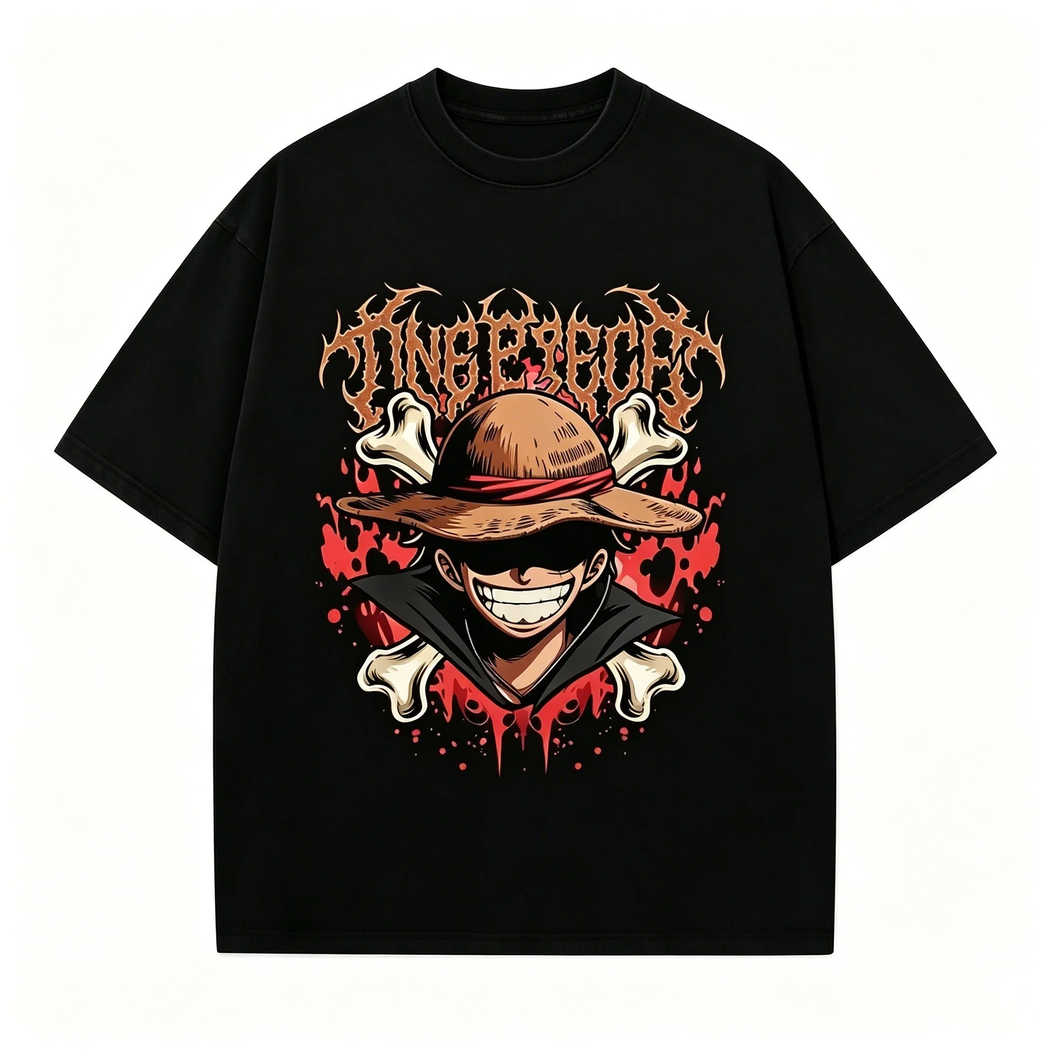 

One Piece Luffy Oversized T-Shirt Men Women Straw Hat Cool Graphic Tee Unisex Harajuku Streetwear Anime Cosplay Merch Multi-Color Summer Casual Short Sleeve Tops