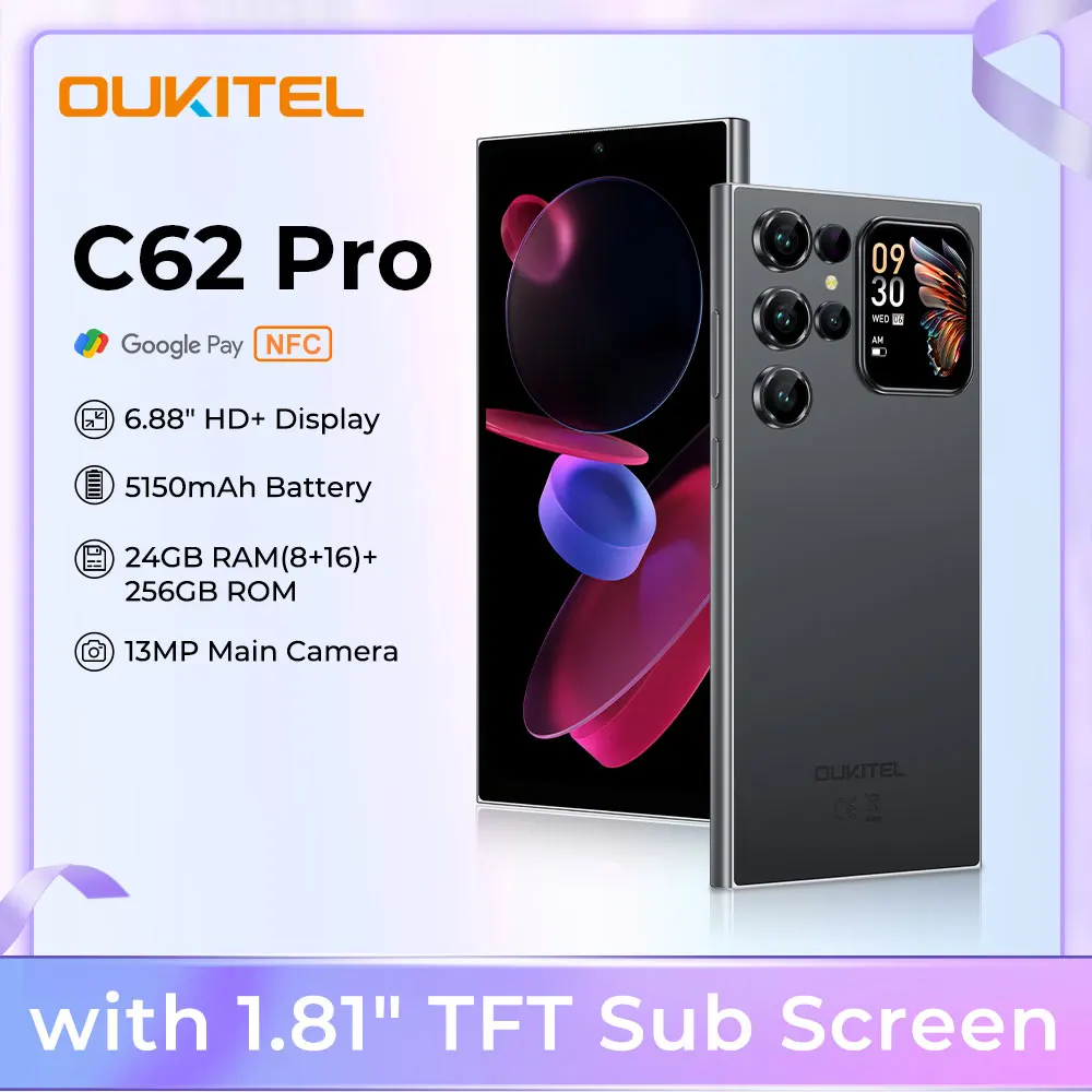 OUKITEL C62 Pro NFC Smartphone Android 15, 6.88