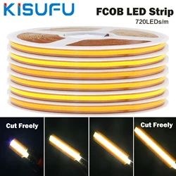 Cut Freely 24V FCOB LED Strip Lights 720LEDs/m High Brightness 8MM PCB Flexible COB Linear Light Bar White Natural Warm 1M/20M