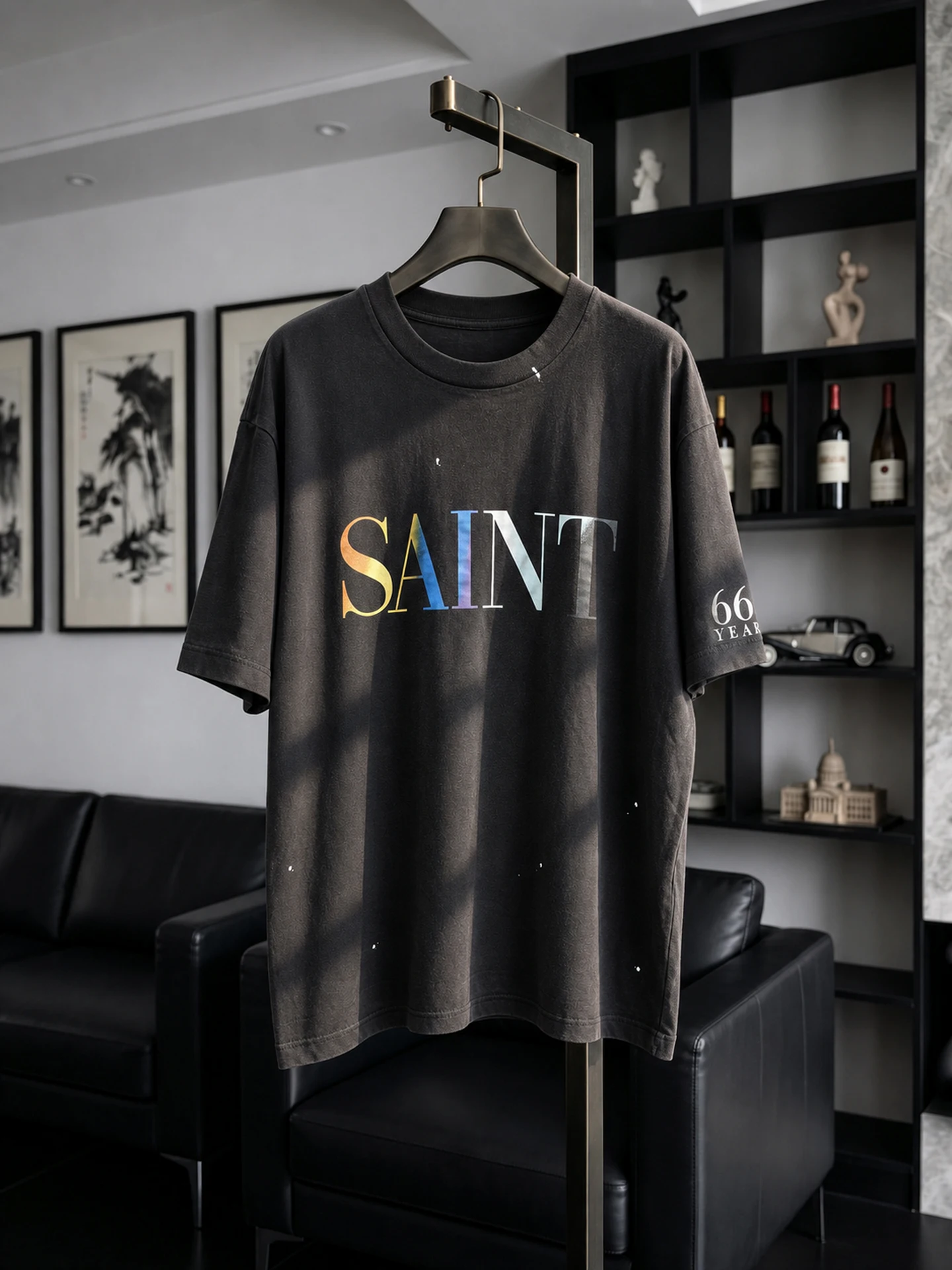 Washed Vintage Loose American Style Short Sleeve T-Shirt Men Women Trendy Ins Dyeing Painting Logo Casual Breathable Cotton