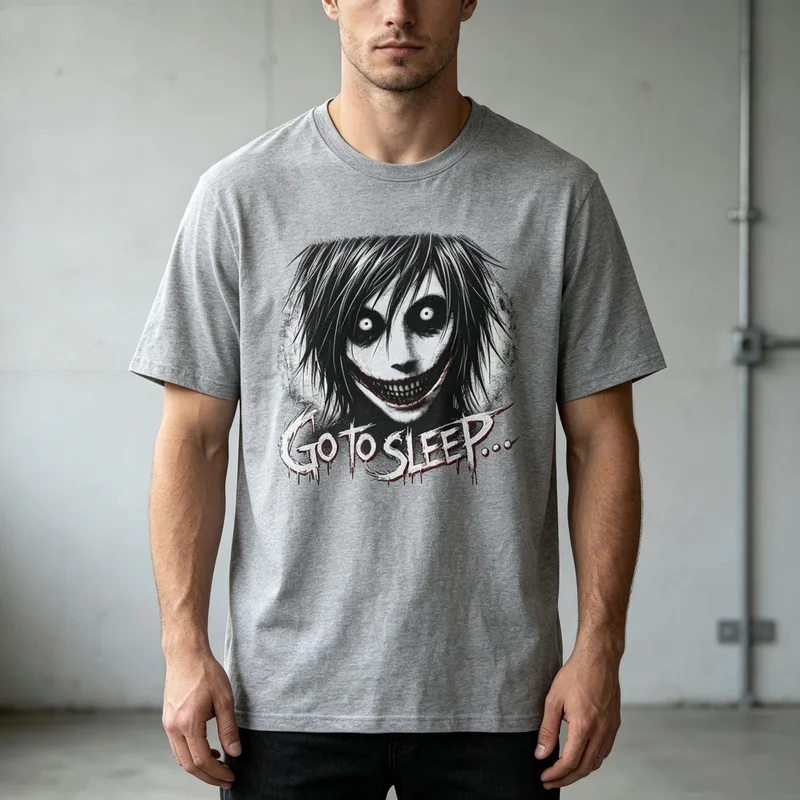 Jeff The Killer T-shirt Vintage Horror Dark Face Tee Creepypasta Horror Meme Wommen Graphic Dark  Cotton Short Sleeve