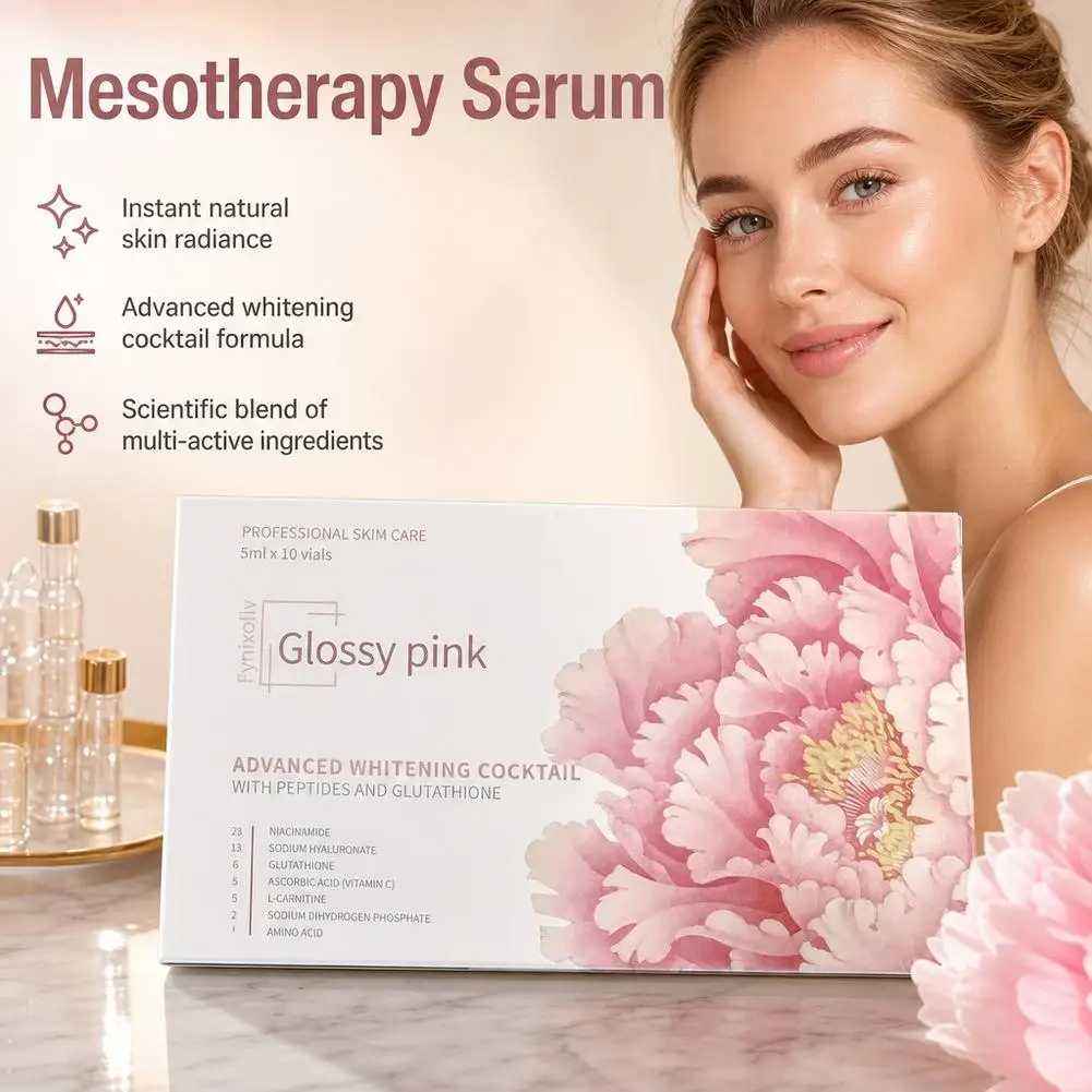 Fynixoliv Pink Glow Facial Ampoule Advanced Brightening Vitamin C Deep Moisturizing Hydrating Nourishing Skin For Glowing Skin