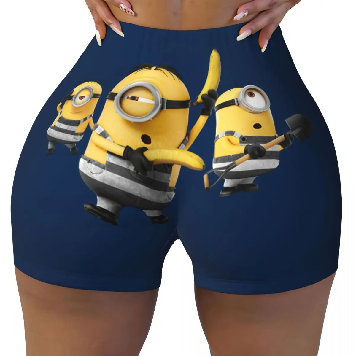 

Женские шорты для йоги из мультфильма S-Minions для тренировок с большими глазами, спортивные шорты для волейбола и байкера для спортзала